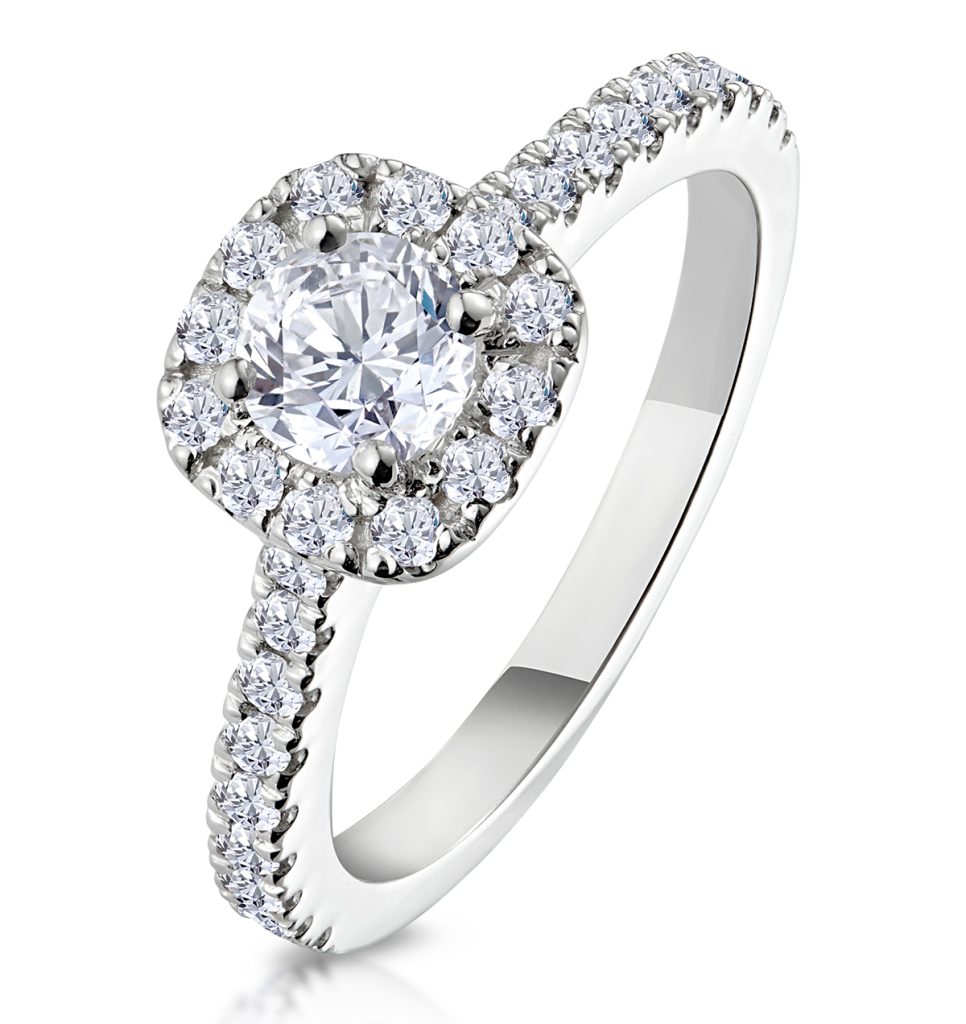 Lab Created Diamond Halo Engagement Ring