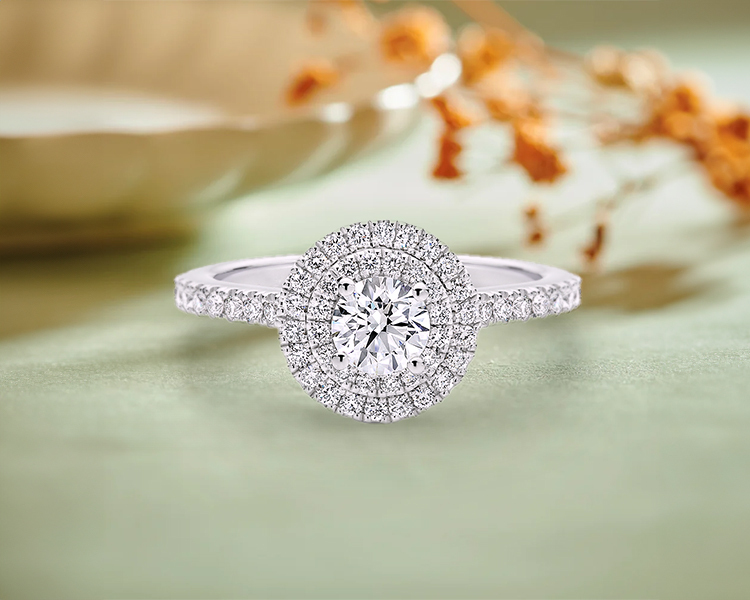 Double Halo Wedding Ring 