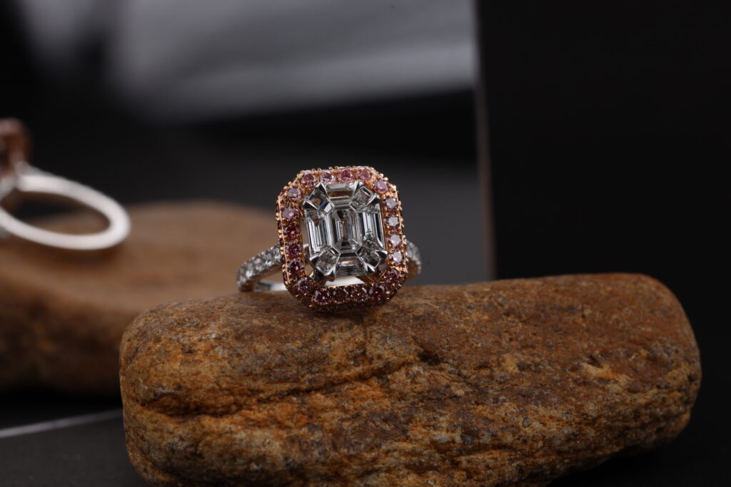 pink lab grown diamond ring 