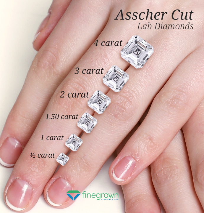 asscher cut diamonds size chart