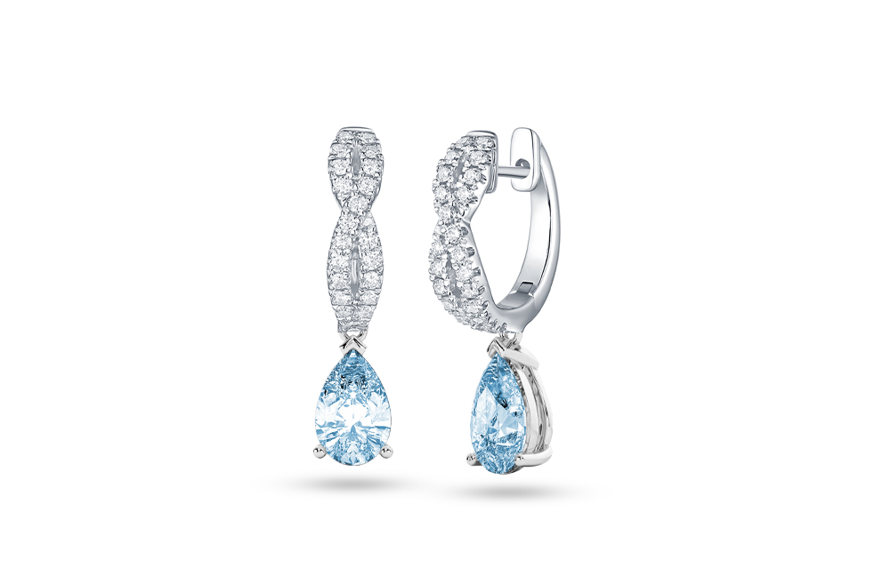 Ways of using fancy blue color diamonds | fancy blue lab grown diamond earrings