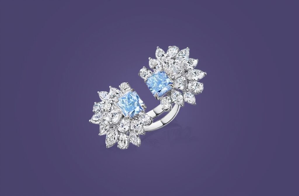 blue color diamond ring | statement ring