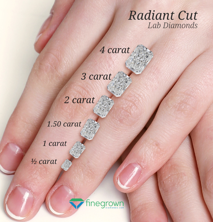 radiant cut diamonds size chart