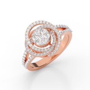 Rose gold ring with diamond flower design