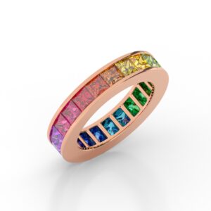 Rose gold ring with colorful stones