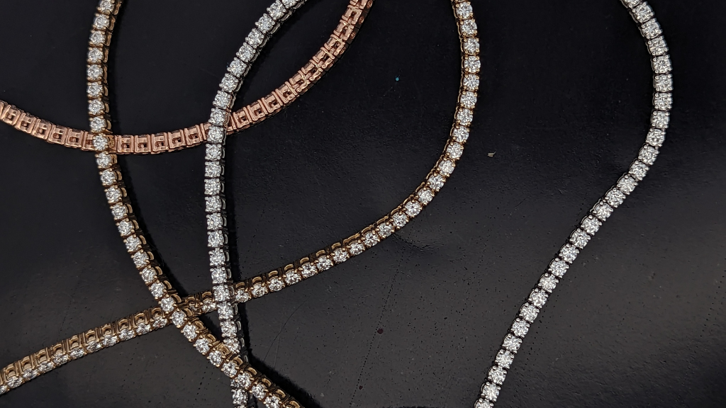 Gold and diamond tennis bracelets | tennis lab grown diamond necklace