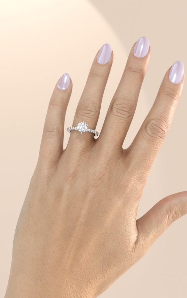 animation model hand solitaire diamond ring