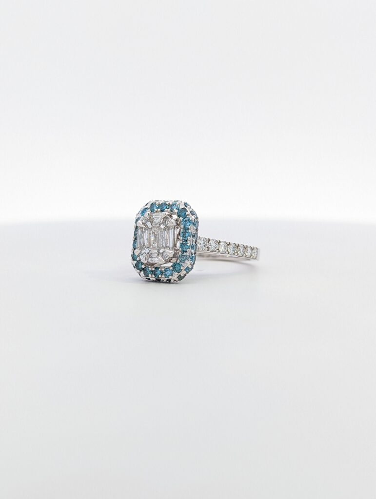 fancy blue color lab diamond  diamond ring 