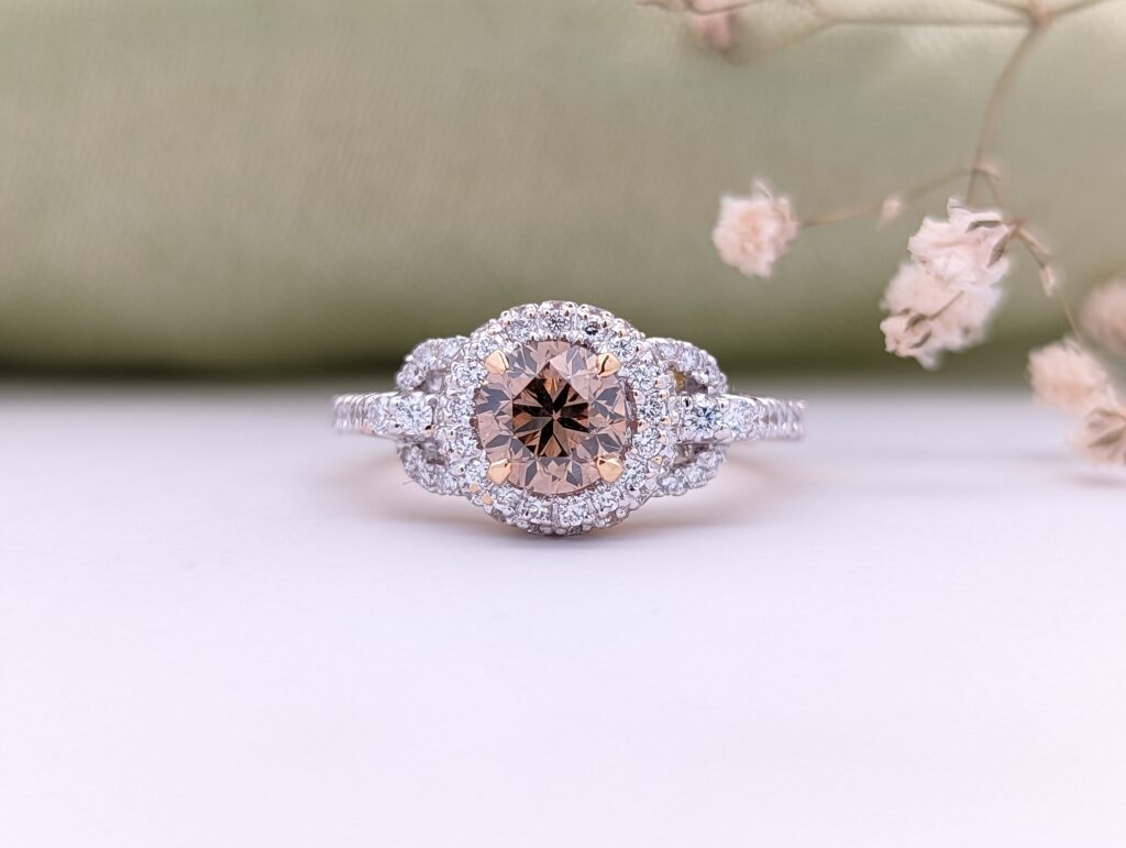 halo diamond ring in fancy color diamond