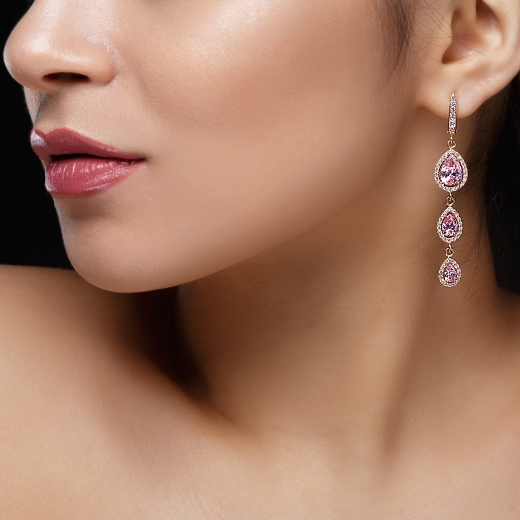 diamond dangle earrings in lab grown