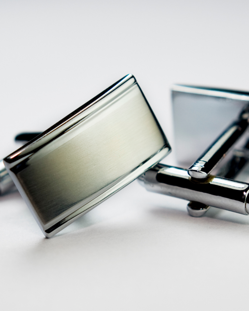 white gold cufflink